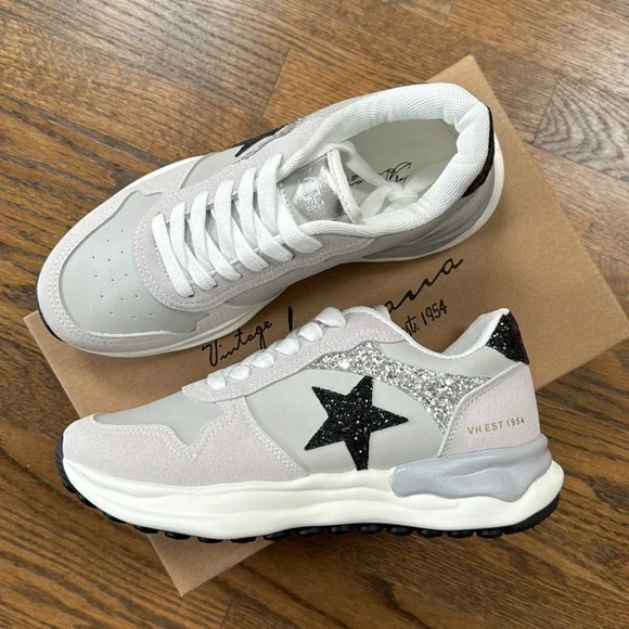 Vintage Havana Women’s Run Fashion Sneakers White Grey Silver - Picture 6 of 6